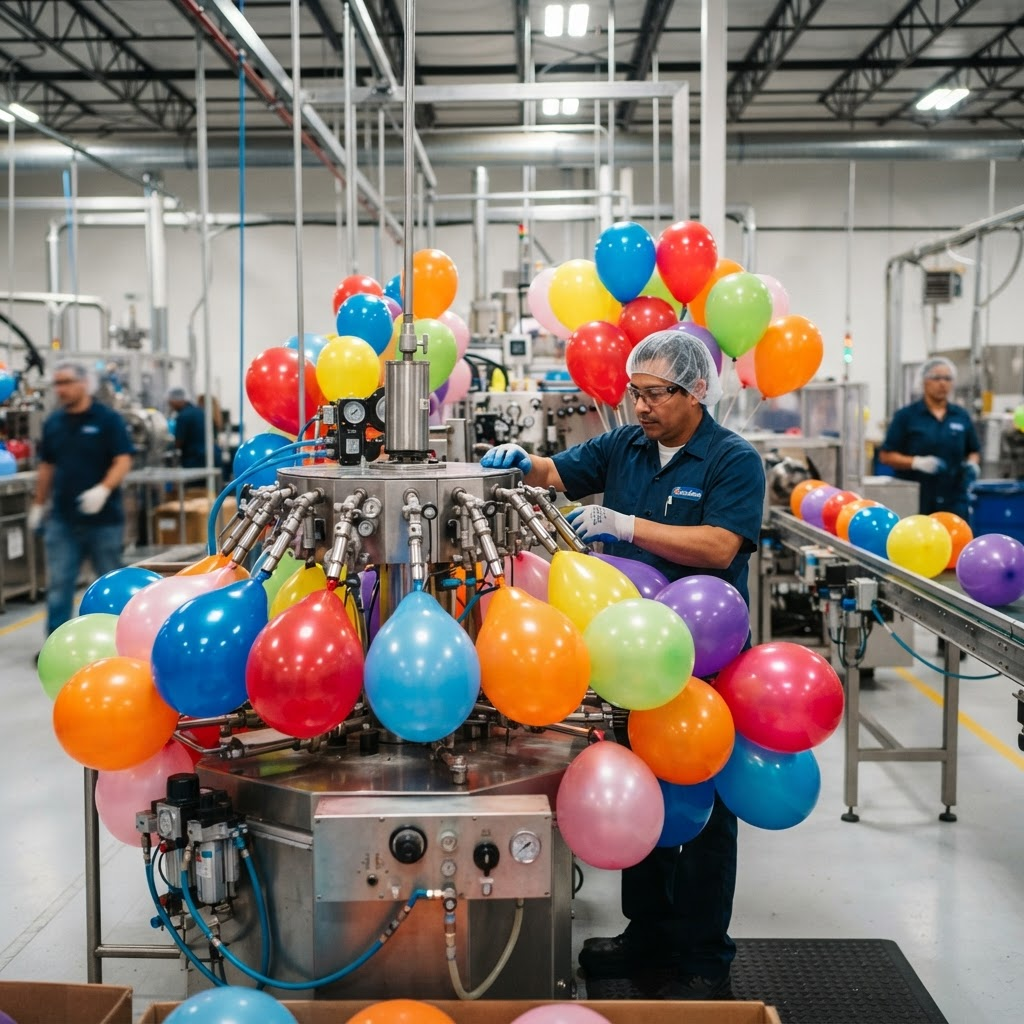 Produção de balões na fábrica
